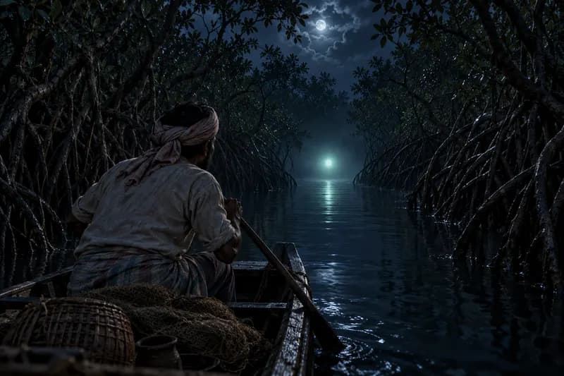 Aleya — local landscape and habitat — Aleya, folk story, Bengal — primarily the Sundarbans mangrove delta, and tidal marshes of southern West Bengal and Bangladesh