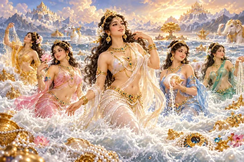 Apsara — origin and regional context — Apsara, Pan-India; Southeast Asia (Cambodia, Indonesia, Thailand); Buddhist regions (Sri Lanka, Myanmar), origin
