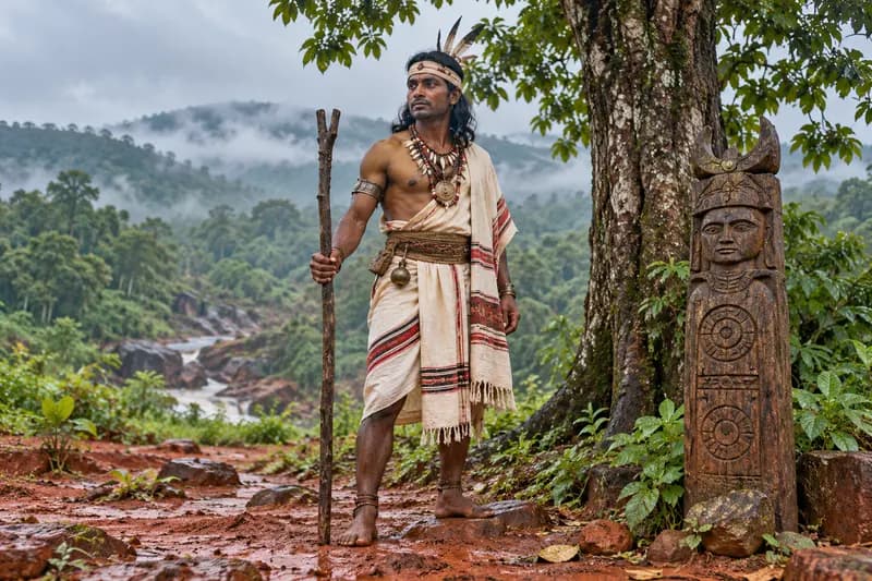 Bir/Beer — folklore depiction — Bir/Beer, Jharkhand, Odisha, West Bengal — Santhal and Munda tribal territories, Ancestral Warrior Spirit / Tribal Protector