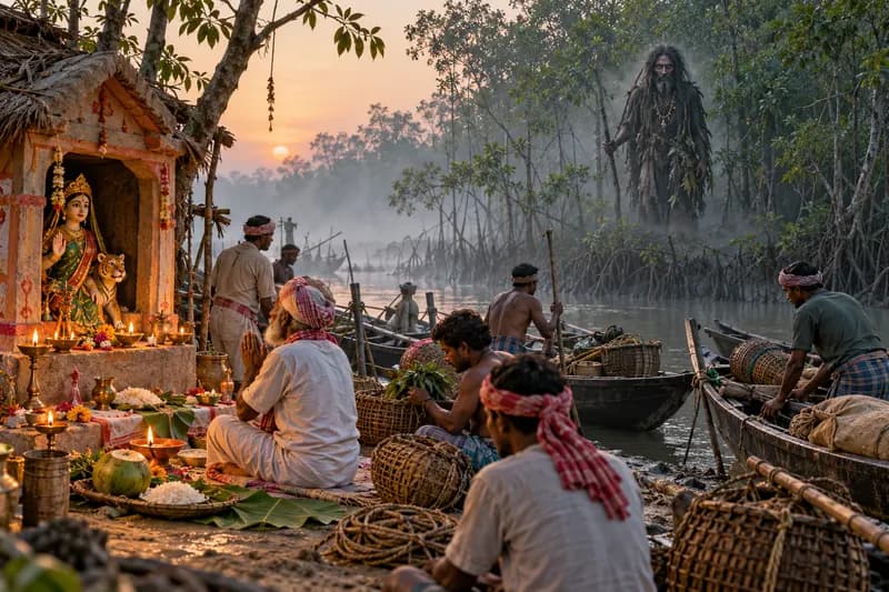 Begho Bhoot — local landscape and habitat — Begho Bhoot, folk story, Bengal — specifically the Sundarbans mangrove delta (India and Bangladesh)