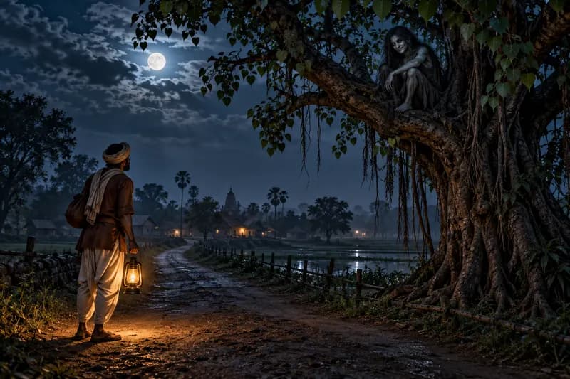 Betaal (Folk Variant) — folklore depiction — Betaal (Folk Variant), Rural India — widespread across Maharashtra, Madhya Pradesh, Rajasthan, Uttar Pradesh, and Karnataka, Malevolent Tree Ghost / Folk Spirit