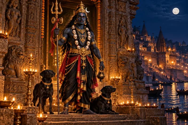 Bhairava Spirit — local landscape and habitat — Bhairava Spirit, folk story, Pan-India; strongest in Varanasi (Kashi), Nepal, Tamil Nadu, and Tantric centers across the Himalayas