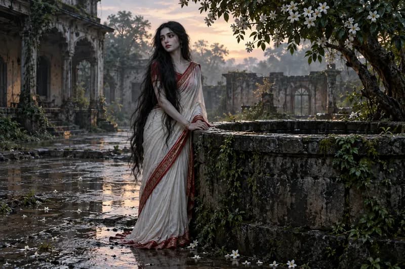 Bhootni — folklore depiction — Bhootni, North India — Uttar Pradesh, Bihar, Madhya Pradesh, Rajasthan, Haryana, Punjab, Female Ghost / Feminine Spirit